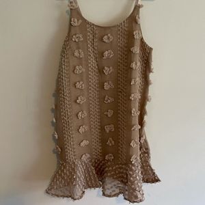 Tan Pom and Swiss Dot Dress